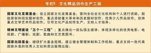 國家“十二五”時期文化改革發展規劃綱要 文藝創作迎來繁榮發展新篇章